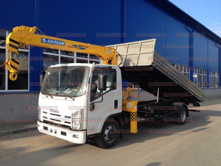 Самосвал Isuzu 75 с краном-манипулятором (КМУ) Soosan 334